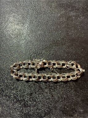 Double Link Silver Chain Bracelet